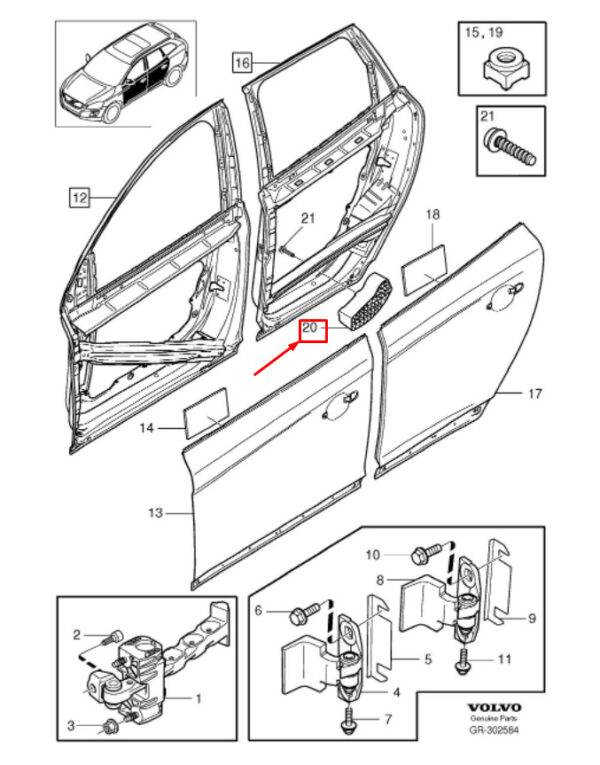 30779832 - VOLVO XC60 REAR RIGHT DOOR PANEL INSULATION 30779832 NEW GENUINE