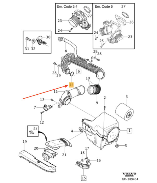 31274163 - Volvo C30 Turbocharger Inlet Seal 31274163 NEW GENUINE