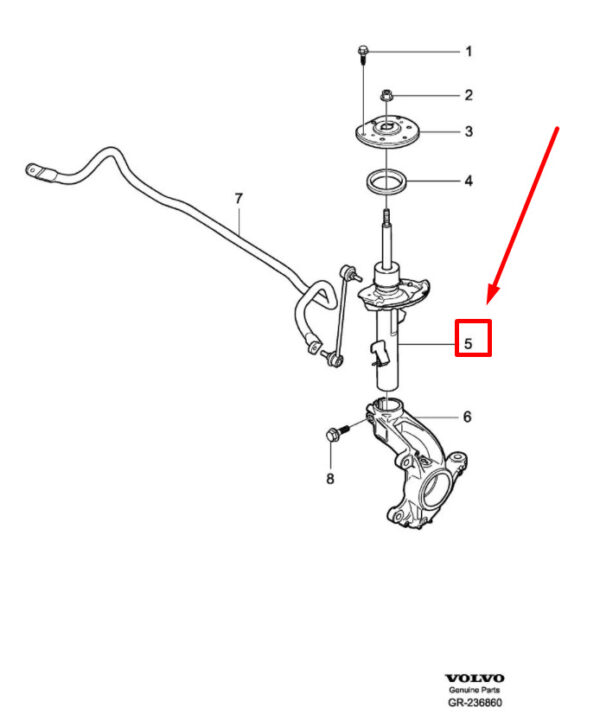 31277912 - VOLVO S60 MK2 FRONT RIGHT SHOCK ABSORBER 31277912 NEW GENUINE