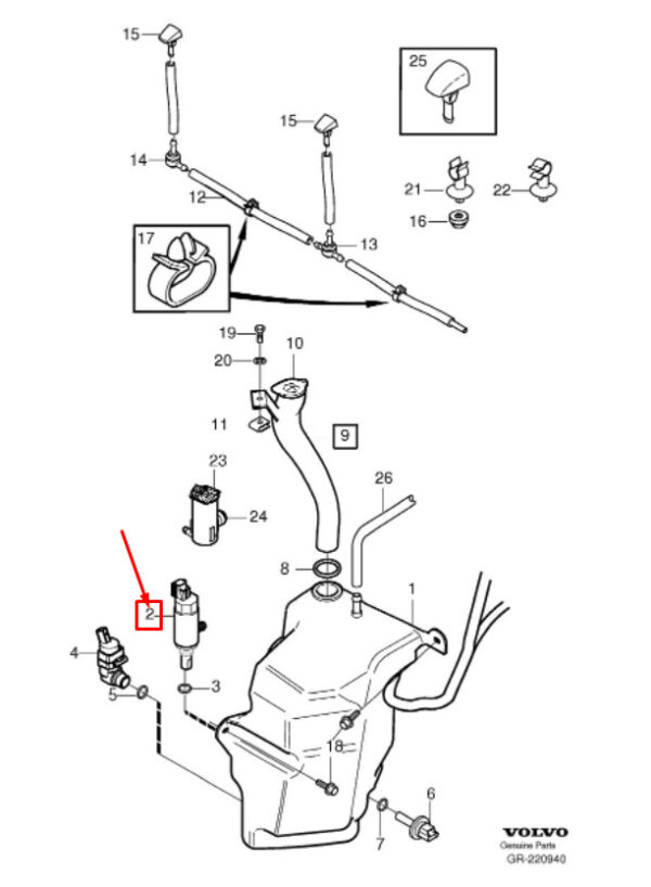 31283805 - Volvo C70 II convertible MK2 wiper wash pump motor 31283805 NEW ORIGINAL