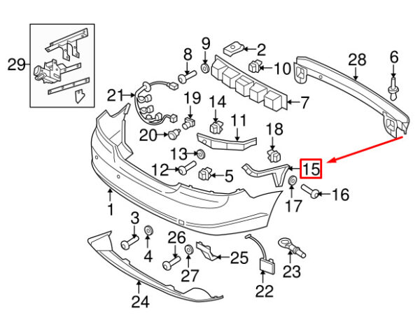 31290702 - Volvo C70 MK2 rear bumper mount 31290702 NEW REAL