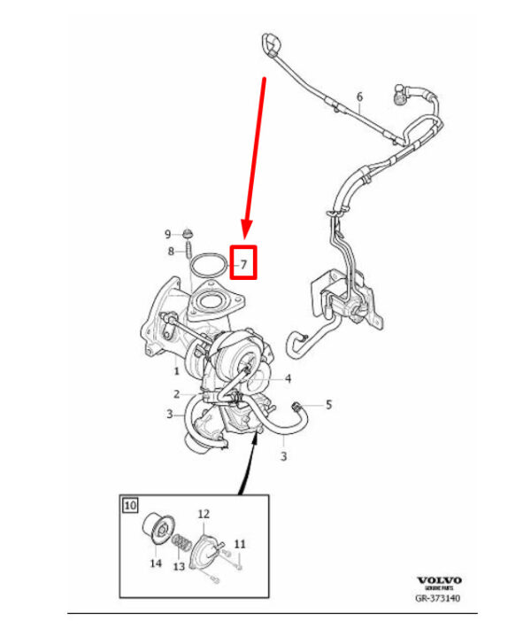 31330438 - Volvo S60 MK2 turbocharger gasket 31330438, NEW, ORIGINAL