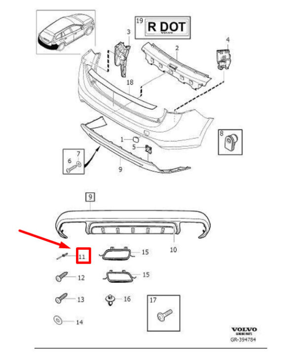 31359776 - VOLVO S60 MK2 REAR RIGHT TRIM RING BRACKET 31359776 NEW GENUINE