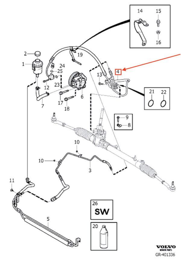 31360622 - Volvo S60 II pressure hose steering system RHD 31360622 NEW ORIGINAL