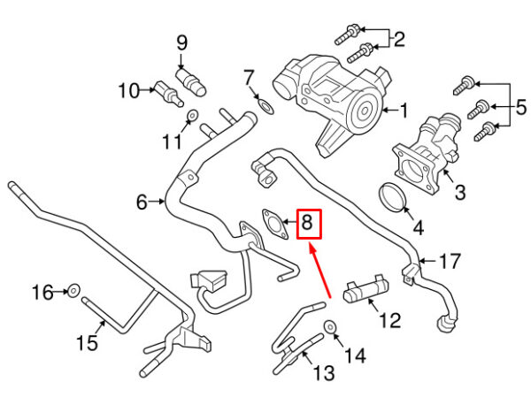31368879 - VOLVO S60 MK2 ENGINE COOLING PIPE GASKET 31368879 NEW GENUINE
