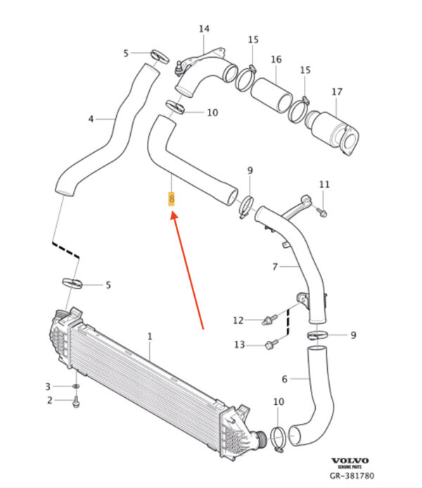 31370930 - VOLVO S60 II Intercooler Charger Air Hose 31370930 NEW
