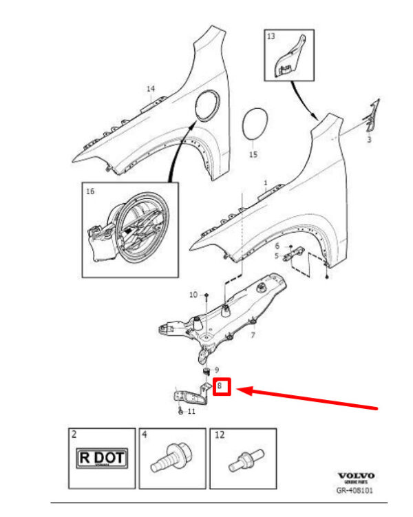 31371011 - VOLVO XC90 MK2 HEADLIGHT BRACKET RIGHT 31371011 NEW GENUINE