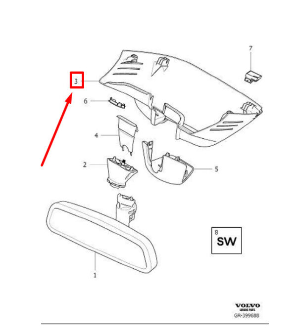 31371106 - Volvo XC60 MK2 interior mirror trim 31371106 NEW ORIGINAL