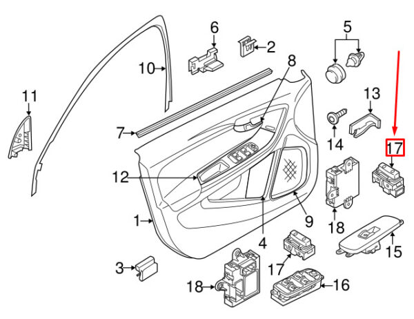 31376498 - Volvo S60 MK1 Front Left Door Lock Switch 31376498 NEW GENUINE