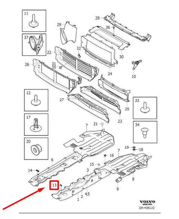 31383555 - VOLVO S90 MK2 FRONT BUMPER AIR GUIDE 31383555 NEW GENUINE