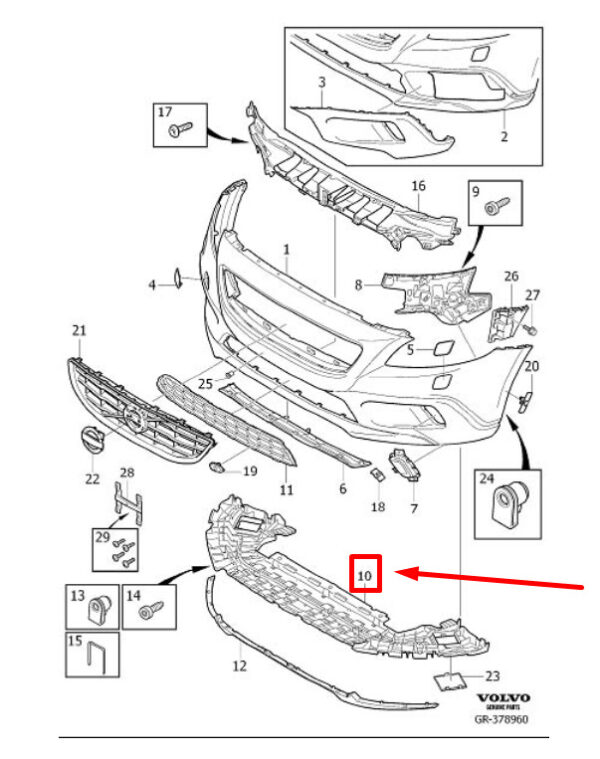 31383736 - VOLVO V40 FRONT BUMPER MUDGUARD 31383736 NEW GENUINE