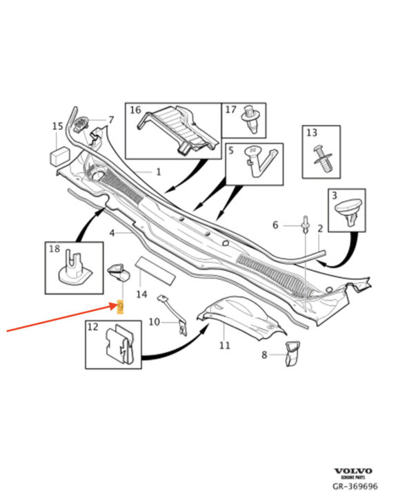 31385224 - Volvo C30 windshield drain hose right 31385224, new, original
