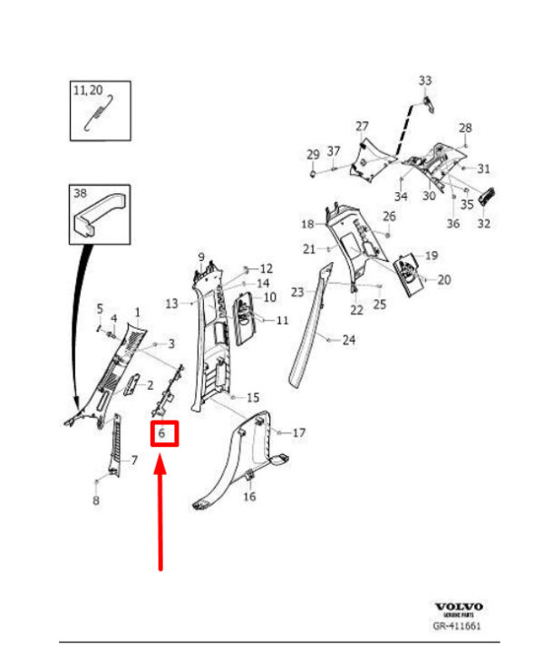 31389904 - VOLVO XC90 MK2 Right Bodywork A Pillar Trim Bracket 31389904