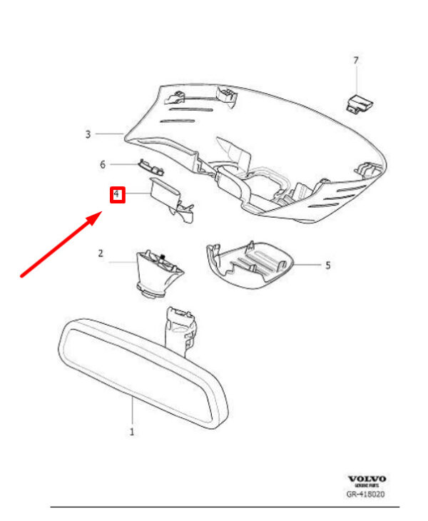 31402938 - VOLVO S90 MK2 INTERIOR MIRROR COVER ACCESS COVER 31402938 NEW GENUINE