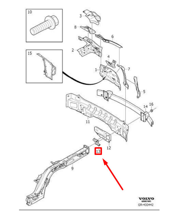 31402962 - VOLVO XC90 MK2 REINFORCED REAR BODY MOUNT 31402962 NEW GENUINE
