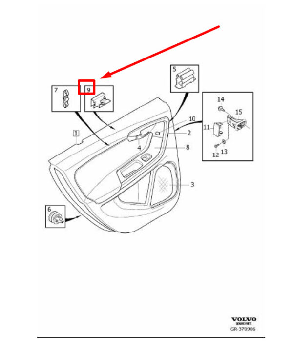 31407492 - Volvo S60 MK2 rear door trim clip 31407492 NEW ORIGINAL