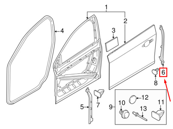 31424261 - VOLVO S60 MK2 REAR RIGHT SEALING STRIP 31424261 NEW GENUINE