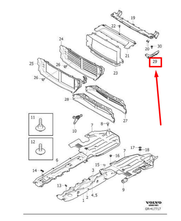 31425105 - VOLVO S90 MK2 RIGHT RADIATOR BRACKET AIR DUCT BRACKET 31425105 NEW GENUINE