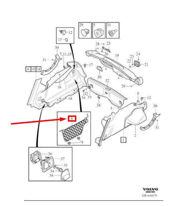 31426155 - VOLVO S90 MK2 CARGO NET INNER BAG 31426155 NEW GENUINE