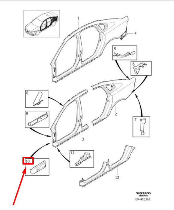 31440207 - VOLVO S90 MK2 RIGHT LOWER BRACKET 31440207 NEW GENUINE