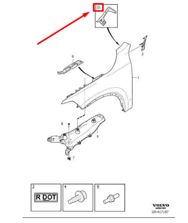 31440367 - VOLVO S90 MK2 FRONT LEFT WING BRACKET 31440367 NEW GENUINE