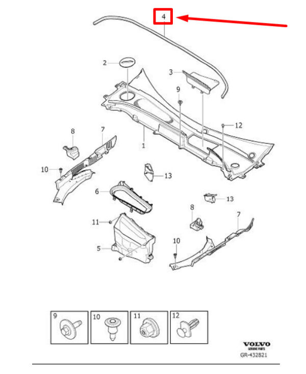 31442126 - VOLVO XC60 MK2 WINDSCREEN COVER GASKET 31442126 NEW GENUINE