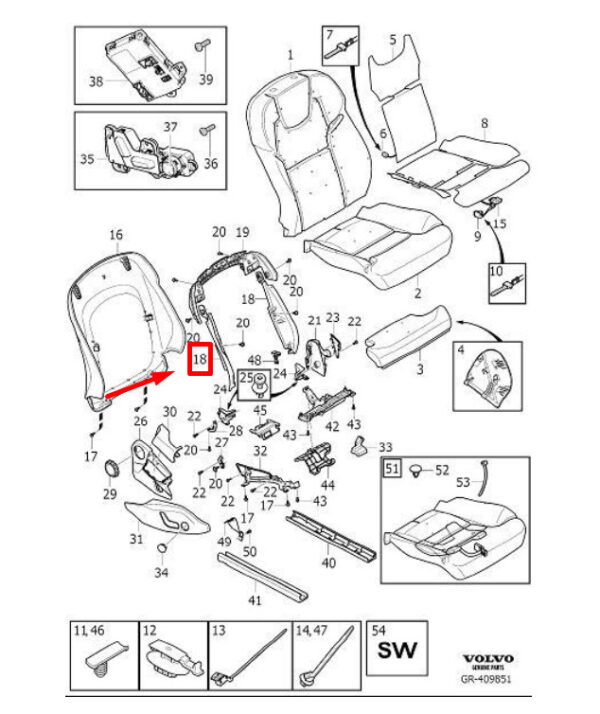 31446796 - VOLVO S60 MK3 FRONT RIGHT SEAT SIDE SUPPORT 31446796 NEW GENUINE