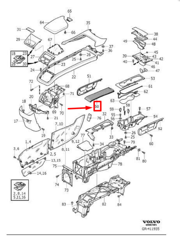 31448288 - VOLVO XC90 MK2 Top Console Cup Holder 31448288 NEW GENUINE