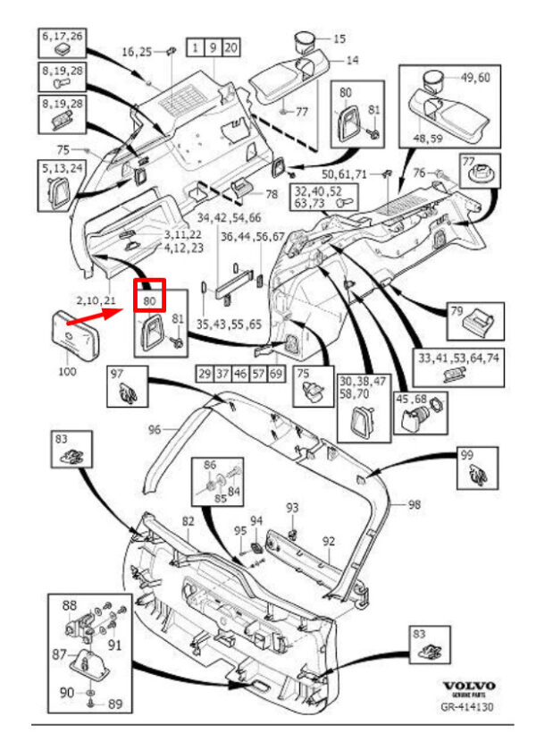 31462873 - VOLVO V90 MK2 TAILGATE LASHING HOOK 31462873 NEW GENUINE