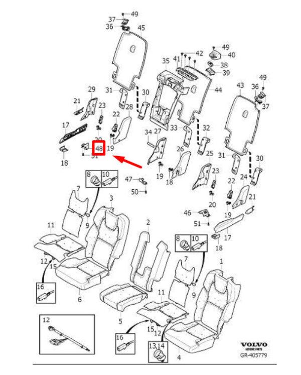 31467020 - VOLVO XC90 MK2 Rear Right Seat Padding Panel 31467020 NEW GENUINE