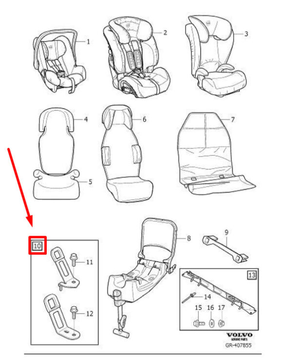 31470889 - VOLVO C30 FRONT CHILD SEAT MOUNTING KIT 31470889 NEW GENUINE