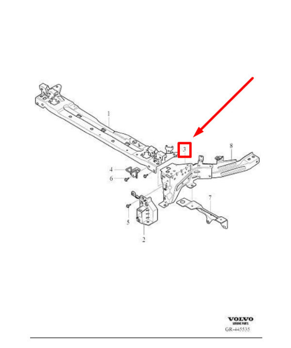 31651422 - VOLVO XC40 RADIATOR SUPPORT TIE ROD EXTENSION FRONT LEFT 31651422 GENUINE