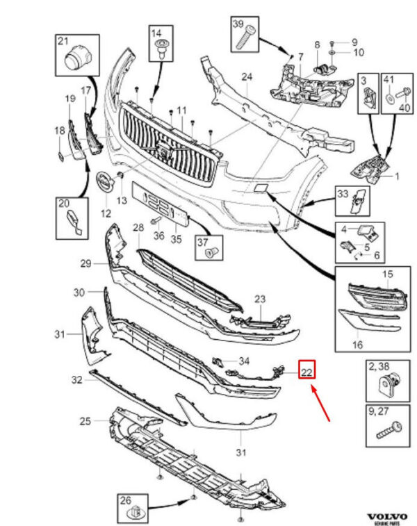 31663500 - VOLVO XC90 MK2 Front Left Grille Molding Bracket 31663500 NEW GENUINE