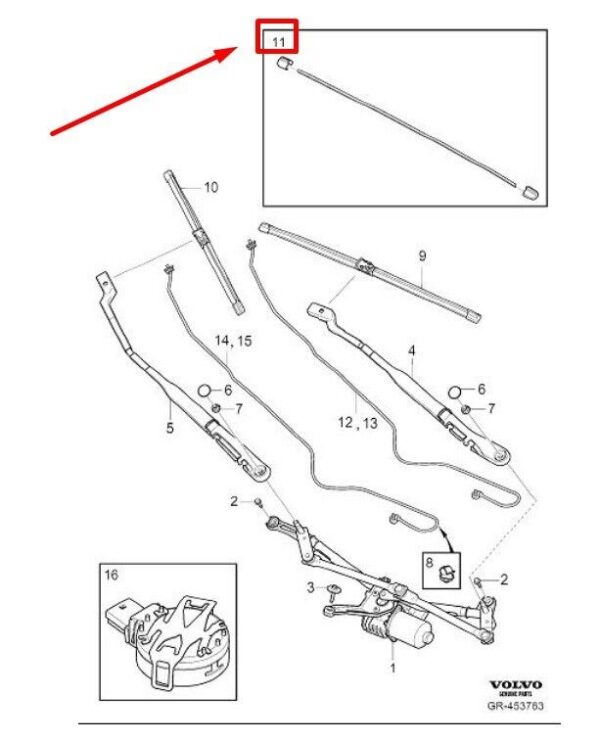 31693569 - Volvo S60 3 V60 2 Original Front Wiper Rubber Band Set