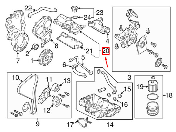 32140004 - Volvo XC90 MK2 Crankcase Vent Oil Trap 32140004 NEW REAL
