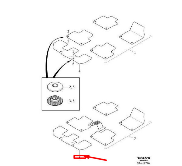 32288036 - VOLVO XC90 MK2 REAR FLOOR MAT CARPER 32288036 NEW GENUINE