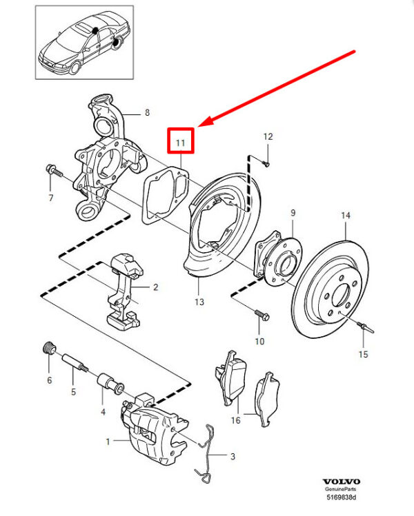 3524422 - VOLVO XC90 MK1 Rear Brake Dust Shield Gasket 3524422 NEW