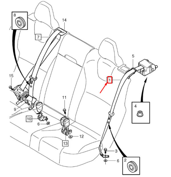 39801840 - Volvo XC60 rear left seat belt 39801840 NEW ORIGINAL