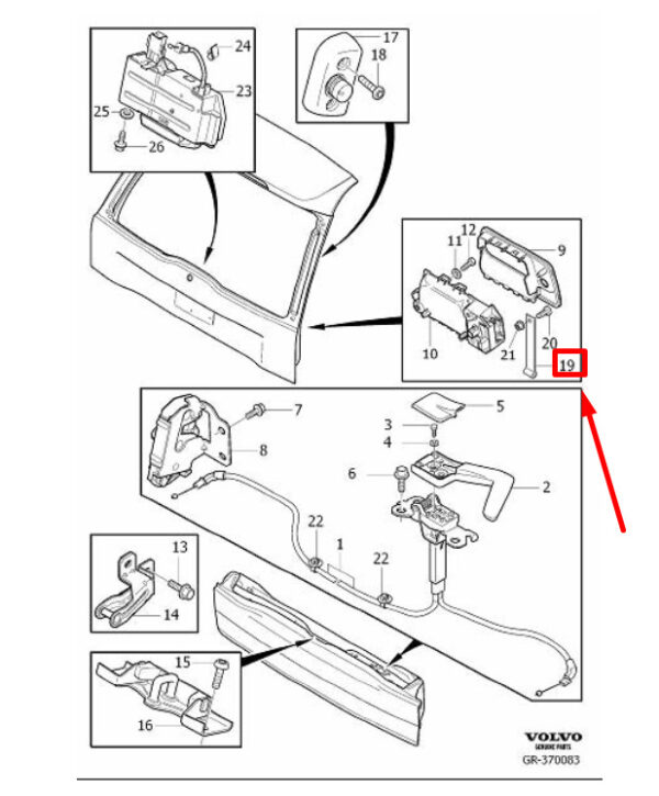 39813460 - VOLVO XC90 MK1 LOCKING SYSTEM TAILGATE BELT 39813460 NEW GENUINE