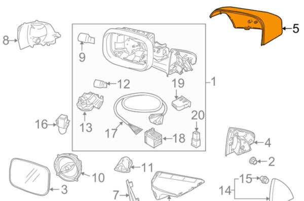 39818587 - VOLVO XC90 MK1 Front Left Door Mirror Cover Cap 39818587 NEW GENUINE