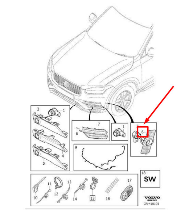 39825481 - VOLVO XC90 MK2 FRONT RIGHT PARKING AID SENSOR BRACKET 39825481 GENUINE