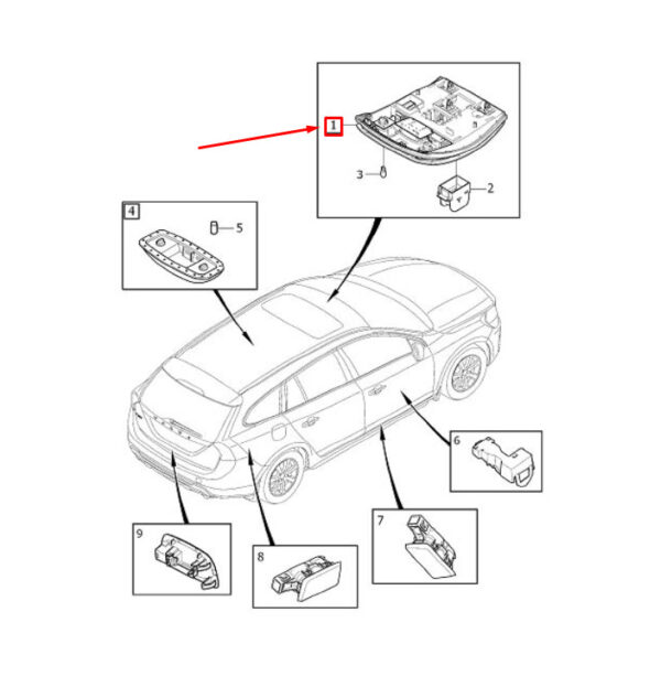 39826640 - VOLVO S60 MK2 Dachlesekarte Lichtbaugruppe 39826640 NEUES ECHTES