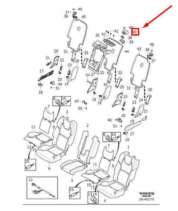 39826828 - VOLVO XC90 MK2 REAR SEAT BELT GUIDE CAP 39826828 NEW GENUINE