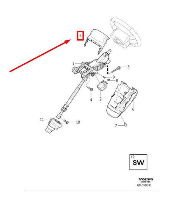 39829203 - Volvo S90 MK2 Steering Column Top Cover 39829203 NEW GENUINE