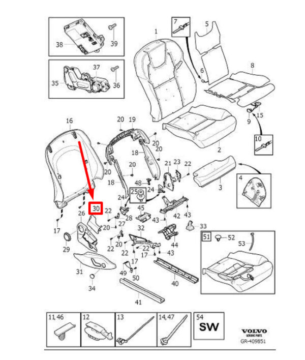 39831666 - VOLVO S60 MK3 REAR INNER SEAT COVER RHD 39831666 NEW GENUINE