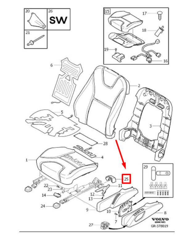 39834039 - VOLVO XC60 MK2 Front Seat Track Rear Cover 39834039 NEW GENUINE