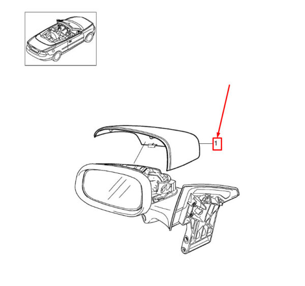 39850554 - Volvo V40 hatchback exterior mirror cover front right 39850554 NEW ORIGINAL