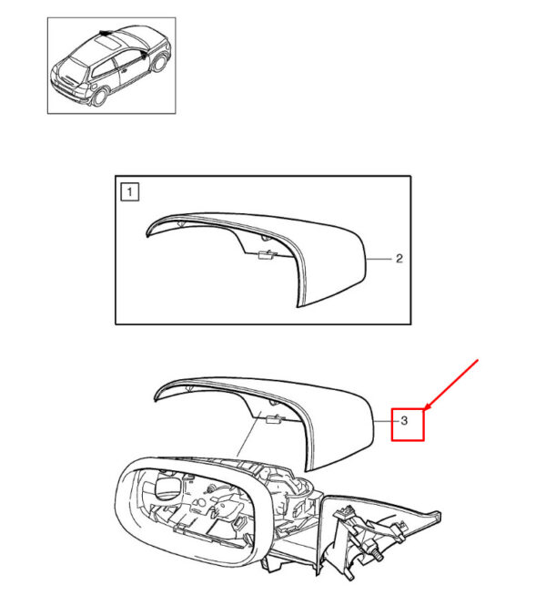 39850555 - VOLVO V40 Hatchback Front Right Door Mirror Cover Cap 39850555 NEW GENUINE