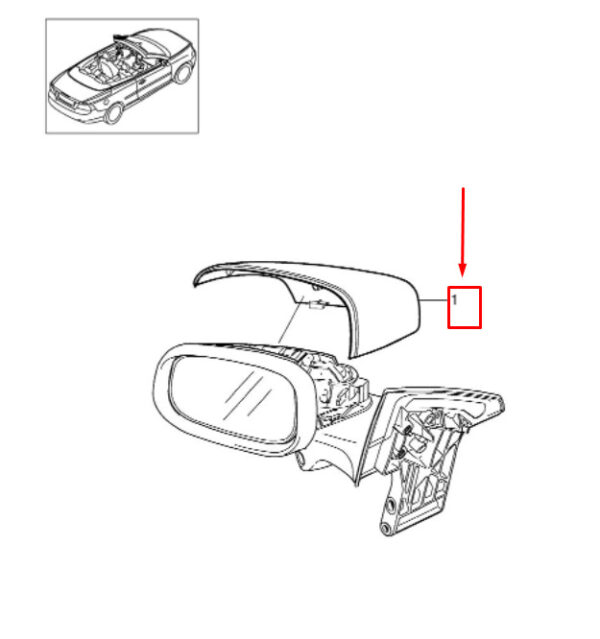 39850572 - Volvo C70 II convertible MK2 exterior mirror cover front left 39850572 NEW ORIGINAL