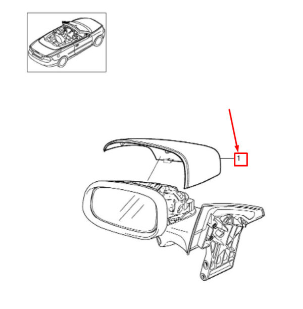 39850594 - VOLVO C70 II Cabrio MK2 Front Right Door Mirror Cover 39850594 NEW GENUINE